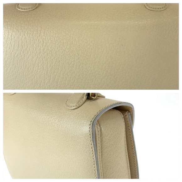 Gucci Gucci Bamboo Leather Handbag Off-White Beige Leather Handbag 0009260633 - Picture 6 of 10